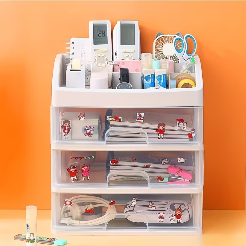 Storage Cabinet with Clear Drawers & Shelves
