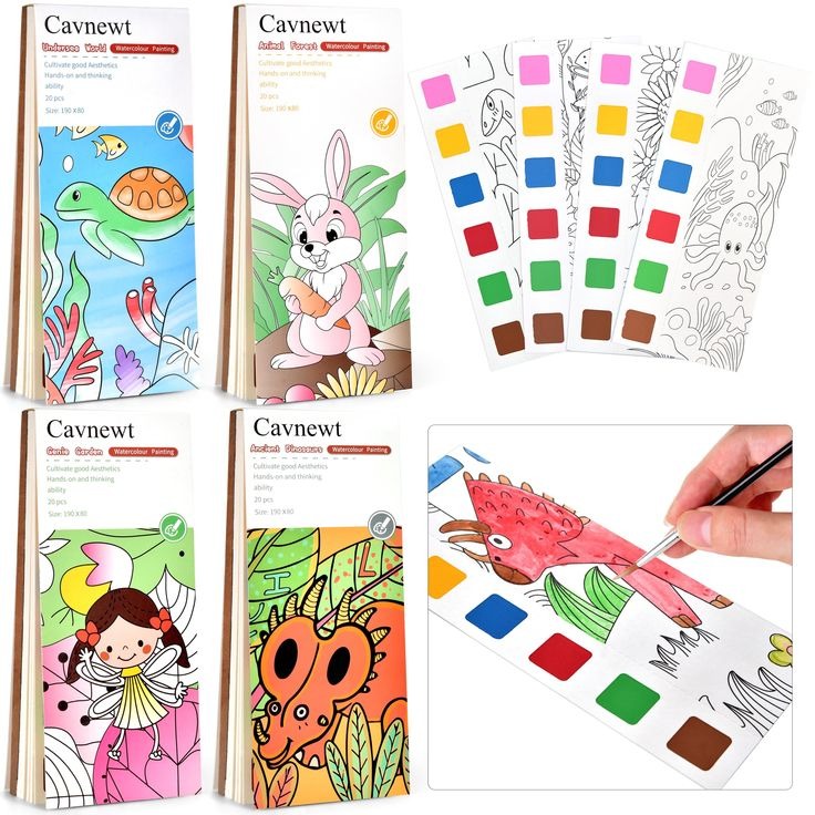 Watercolor Painting Book with Brush for Kids