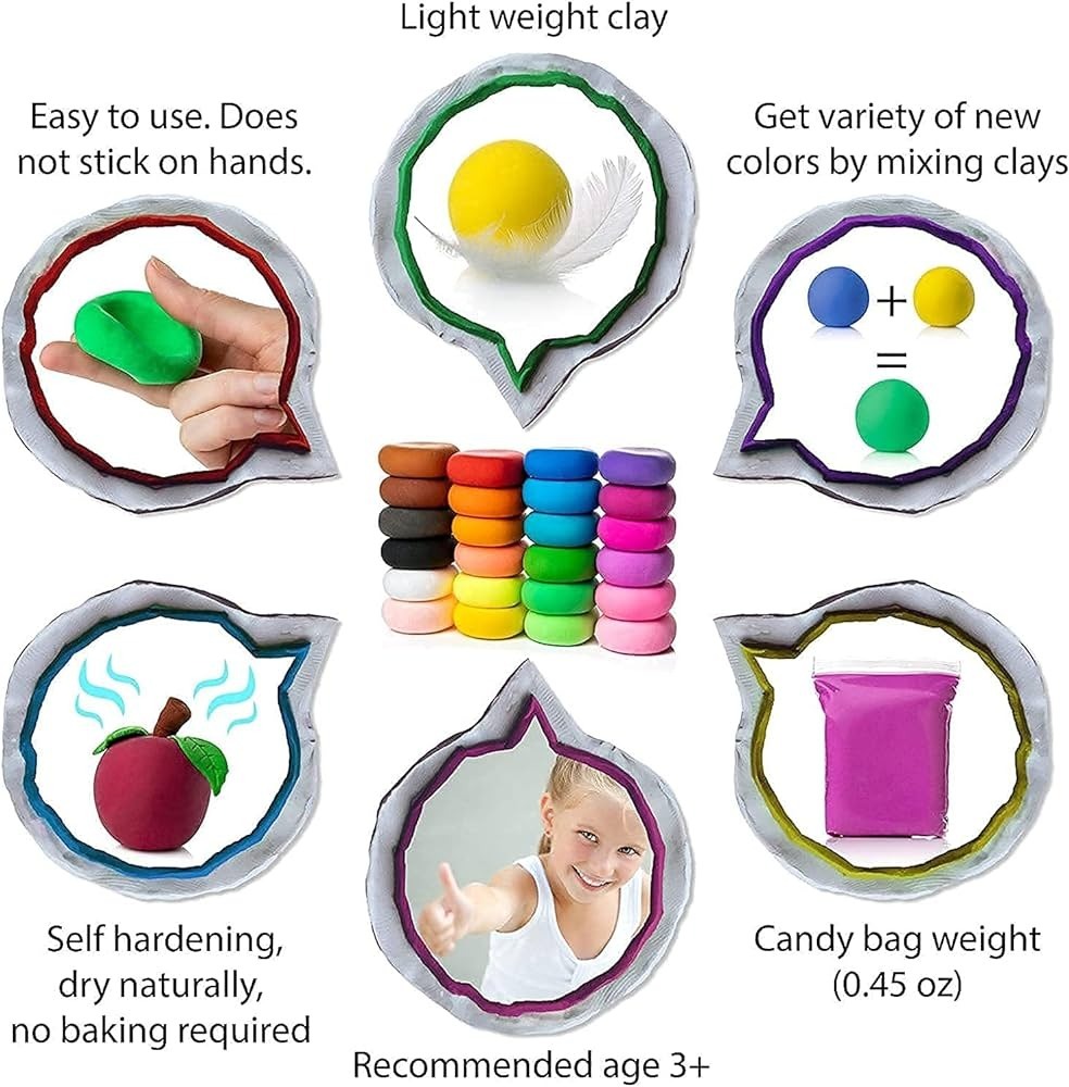 24 Air Dry Clay for Kids
